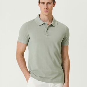 Tom Ford light green grey tennis piqué short sleeve polo shirt - Medium (50)